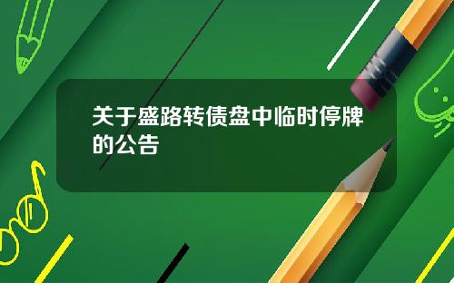 关于盛路转债盘中临时停牌的公告