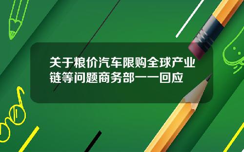关于粮价汽车限购全球产业链等问题商务部一一回应