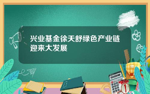 兴业基金徐天舒绿色产业链迎来大发展