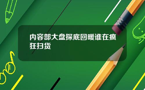 内容部大盘探底回暖谁在疯狂扫货