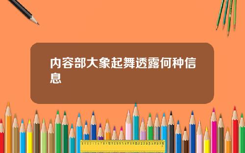 内容部大象起舞透露何种信息