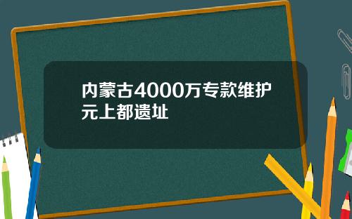 内蒙古4000万专款维护元上都遗址