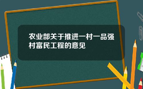 农业部关于推进一村一品强村富民工程的意见