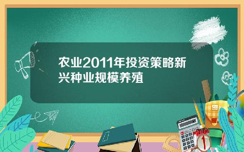 农业2011年投资策略新兴种业规模养殖