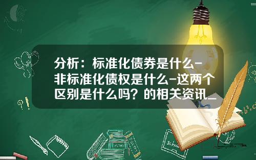 分析:标准化债券是什么-非标准化债权是什么-这两个区别是什么吗?的相关资讯_1