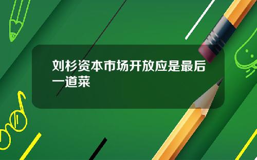 刘杉资本市场开放应是最后一道菜