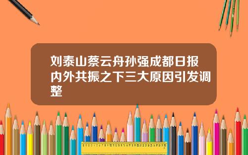 刘泰山蔡云舟孙强成都日报内外共振之下三大原因引发调整