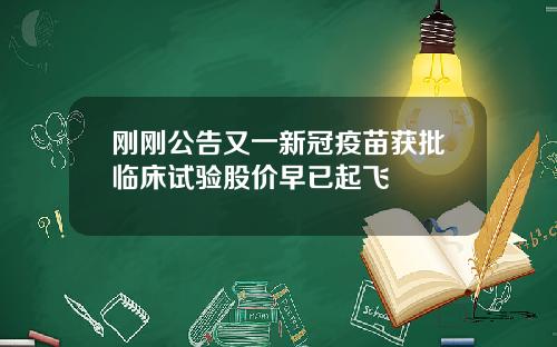 刚刚公告又一新冠疫苗获批临床试验股价早已起飞