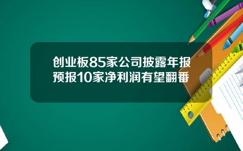 创业板85家公司披露年报预报10家净利润有望翻番