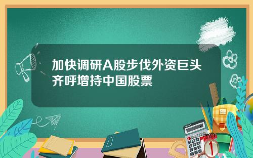 加快调研A股步伐外资巨头齐呼增持中国股票