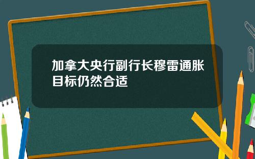 加拿大央行副行长穆雷通胀目标仍然合适