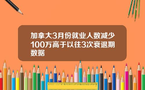 加拿大3月份就业人数减少100万高于以往3次衰退期数据