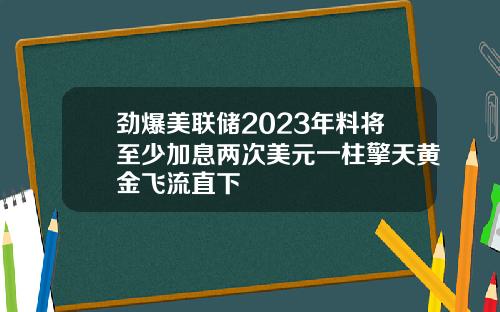 劲爆美联储2023年料将至少加息两次美元一柱擎天黄金飞流直下