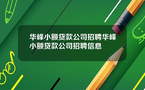 华峰小额贷款公司招聘华峰小额贷款公司招聘信息