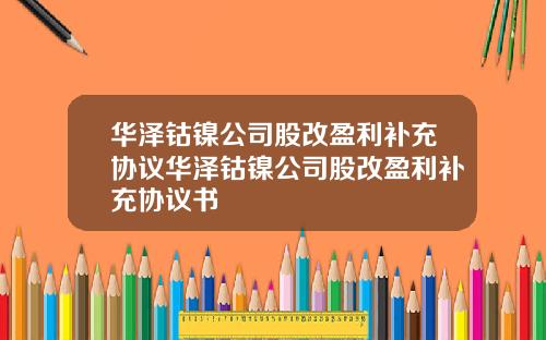 华泽钴镍公司股改盈利补充协议华泽钴镍公司股改盈利补充协议书