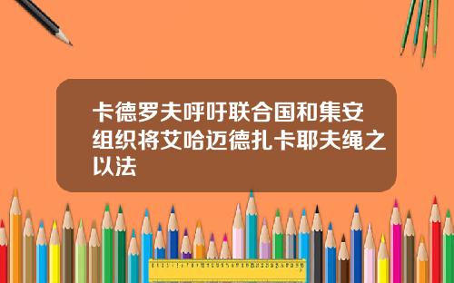 卡德罗夫呼吁联合国和集安组织将艾哈迈德扎卡耶夫绳之以法