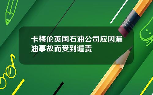 卡梅伦英国石油公司应因漏油事故而受到谴责