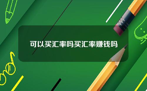 可以买汇率吗买汇率赚钱吗