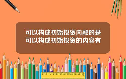 可以构成初始投资内融的是可以构成初始投资的内容有