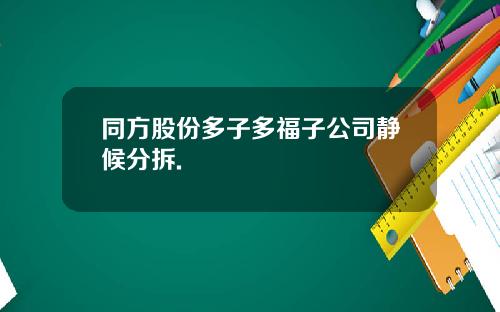 同方股份多子多福子公司静候分拆.