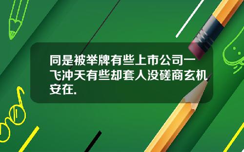 同是被举牌有些上市公司一飞冲天有些却套人没磋商玄机安在.