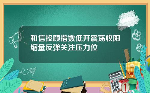 和信投顾指数低开震荡收阳缩量反弹关注压力位