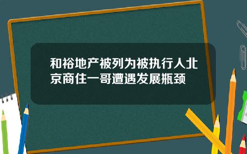 和裕地产被列为被执行人北京商住一哥遭遇发展瓶颈