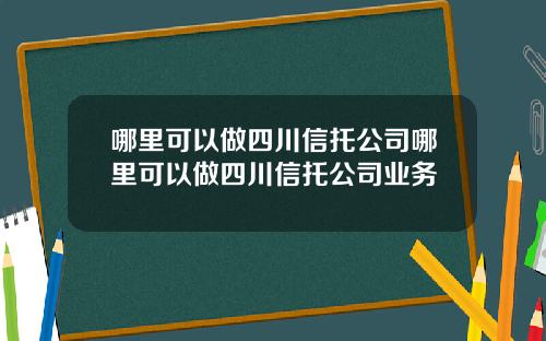哪里可以做四川信托公司哪里可以做四川信托公司业务