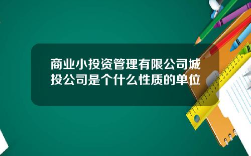 商业小投资管理有限公司城投公司是个什么性质的单位