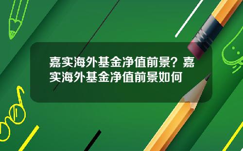 嘉实海外基金净值前景?嘉实海外基金净值前景如何