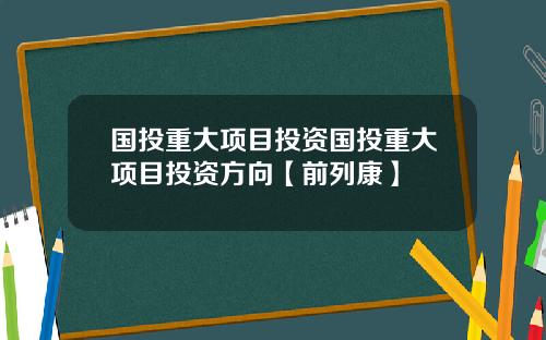 国投重大项目投资国投重大项目投资方向【前列康】