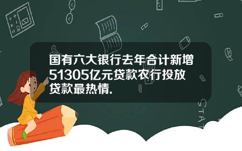 国有六大银行去年合计新增51305亿元贷款农行投放贷款最热情.