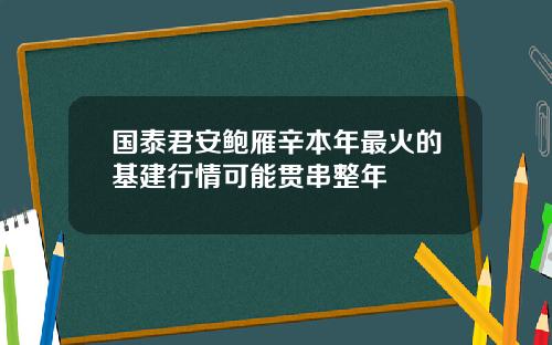 国泰君安鲍雁辛本年最火的基建行情可能贯串整年