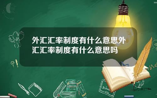 外汇汇率制度有什么意思外汇汇率制度有什么意思吗