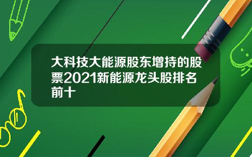 大科技大能源股东增持的股票2021新能源龙头股排名前十