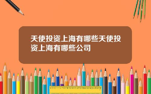 天使投资上海有哪些天使投资上海有哪些公司