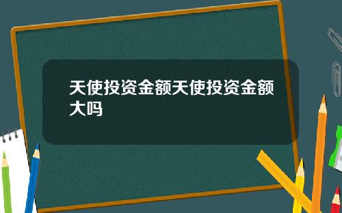 天使投资金额天使投资金额大吗