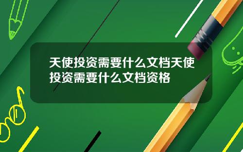 天使投资需要什么文档天使投资需要什么文档资格