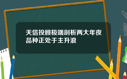 天信投顾极端剖析两大年夜品种正处于主升浪