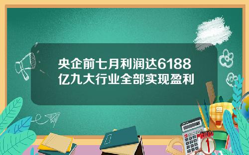 央企前七月利润达6188亿九大行业全部实现盈利