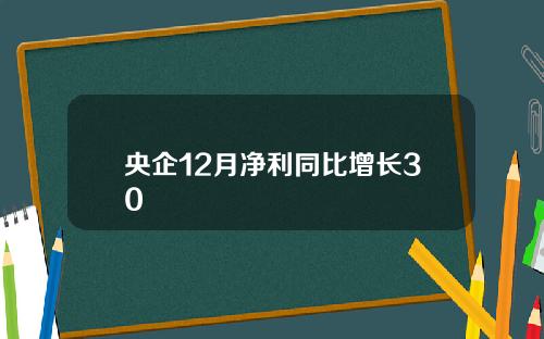 央企12月净利同比增长30