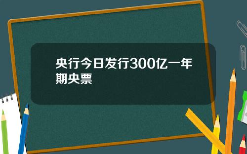 央行今日发行300亿一年期央票