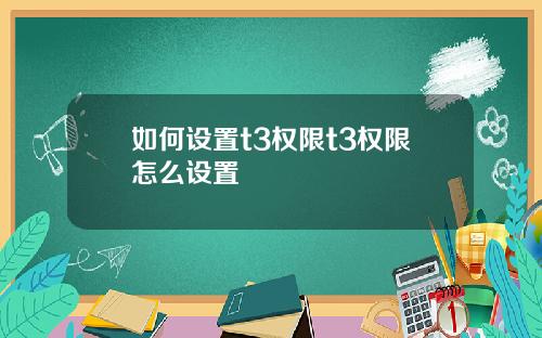 如何设置t3权限t3权限怎么设置