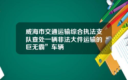 威海市交通运输综合执法支队查处一辆非法大件运输的“巨无霸”车辆