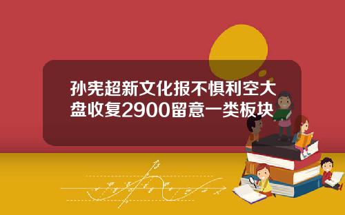 孙宪超新文化报不惧利空大盘收复2900留意一类板块