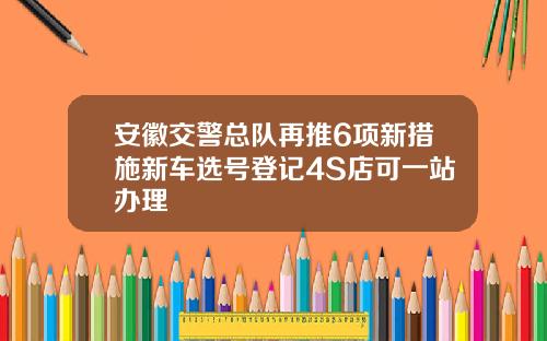 安徽交警总队再推6项新措施新车选号登记4S店可一站办理
