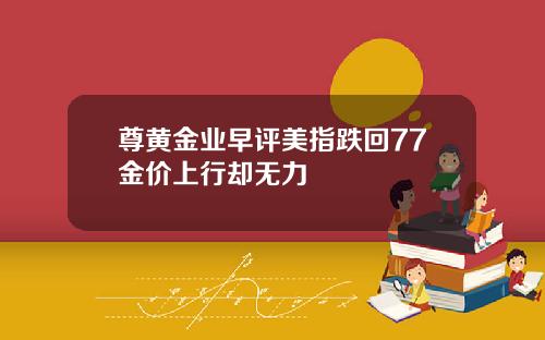 尊黄金业早评美指跌回77金价上行却无力