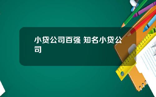 小贷公司百强 知名小贷公司