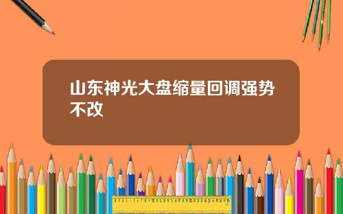 山东神光大盘缩量回调强势不改