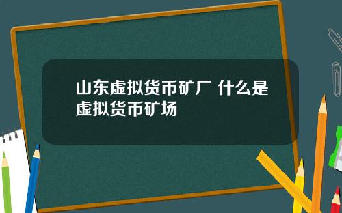山东虚拟货币矿厂 什么是虚拟货币矿场